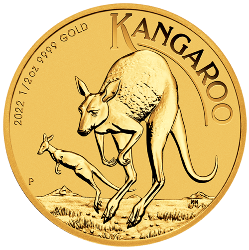 Vorderseite Goldmünze 1/2 Unze Australien Känguru 2022, der Hersteller Perth Mint Australia