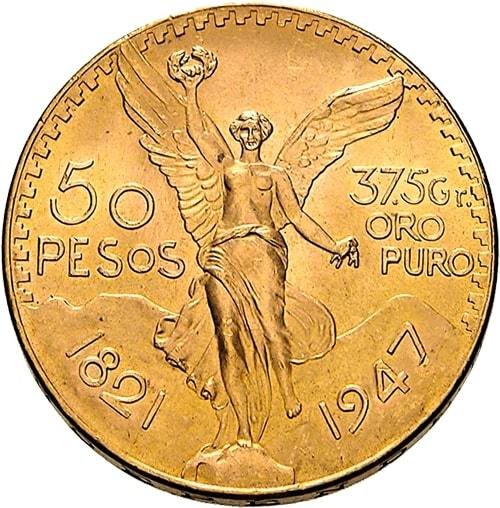 Motivseite 37,5 g Gold 50 Pesos Mexico Centenario