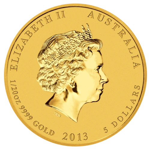Rückseite 1/20 Unze Goldmünze Australien Lunar 2013 | Rückseite Goldmünze 1/10 Unze Australien Lunar 2013 Schlange