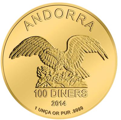 1 Unze Gold Andorra Eagle 2014 Vorderseite