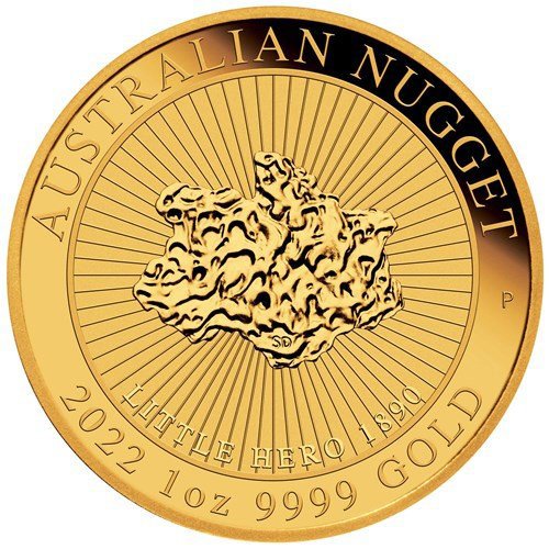 Vorderseite Goldmünze 1 Unze Australian Nugget Little Hero 2022, der Hersteller Perth Mint Australia