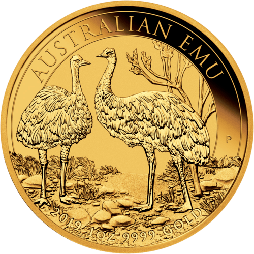 Vorderseite Goldmünze 1 Unze Australien Emu 2019, der Hersteller Perth Mint Australia