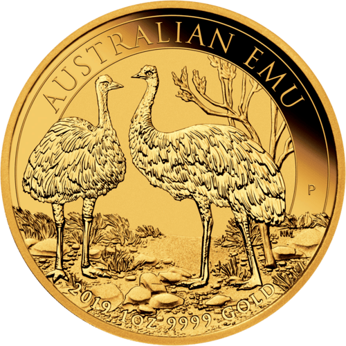 Vorderseite Goldmünze 1 Unze Australien Emu 2019, der Hersteller Perth Mint Australia