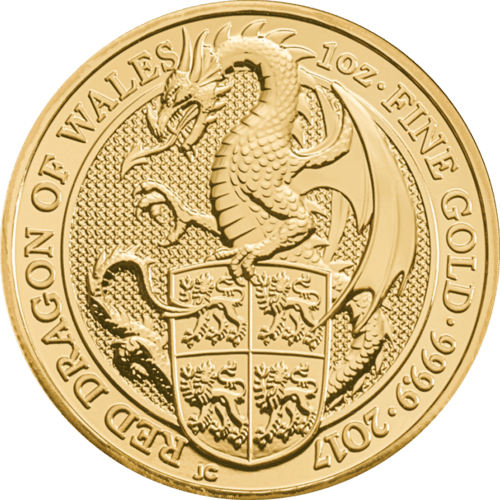 1 Unze Gold The Queen´s Beasts - Red Dragon of Wales 2017