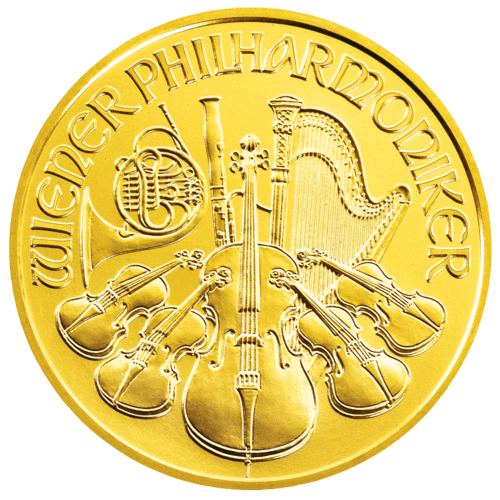 Vorderseite Goldmünze 1/2 Unze Wiener Philharmoniker diverse Jahrgänge, der Hersteller Münze Österreich
