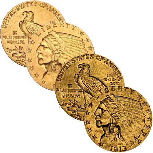 3,76 g Gold 2,5 Dollar USA Indian Head diverse Jahrgänge Sammelbild