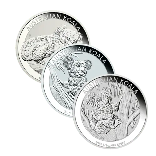 3 mal die 1/2 Unze Silber Australien Koala diverse Jahrgänge von Hersteller Perth Mint 3 mal die 1/2 Unze Silber Australien Koala diverse Jahrgänge von Hersteller Perth Mint