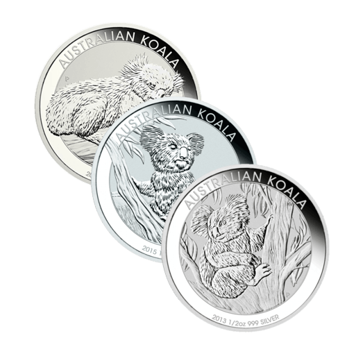 3 mal die 1/2 Unze Silber Australien Koala diverse Jahrgänge von Hersteller Perth Mint