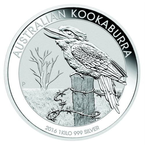 Vorderseite der Kookaburra 1 Kilo Silber 2016 von Hersteller Perth Mint