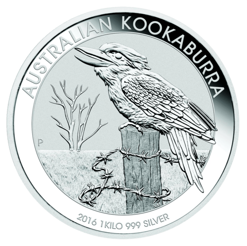 Vorderseite der Kookaburra 1 Kilo Silber 2016 von Hersteller Perth Mint