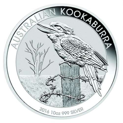 Vorderseite der Kookaburra 10 Unze Silber 2016 von Hersteller Perth Mint