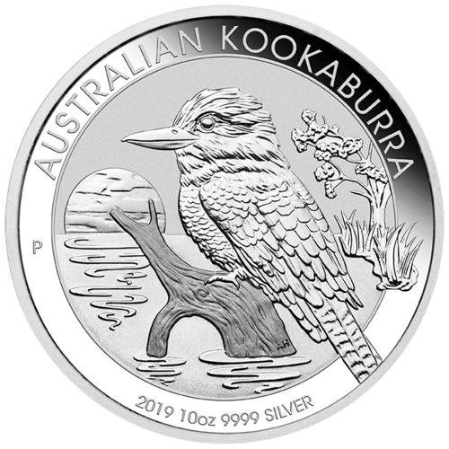 Vorderseite der 10 Unzen Silber Kookaburra 2019 von Hersteller Perth Mint