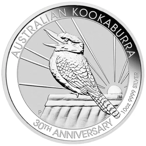 Vorderseite der 10 Unzen Silber Kookaburra 2020 von Hersteller Perth Mint Vorderseite der 10 Unzen Silber Kookaburra 2020 von Hersteller Perth Mint
