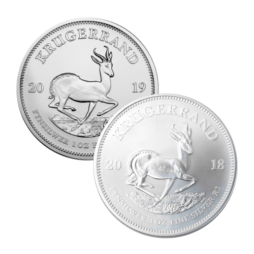 Vorderseite der 1 Unze Silber Krügerrand diverse Jahrgänge von Hersteller South African Mint