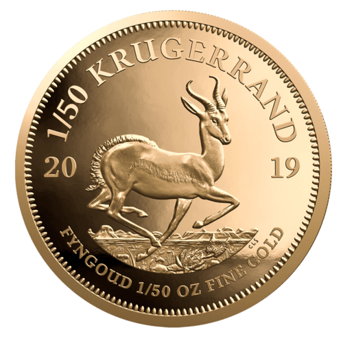 Vorderseite Goldmünze 1/50 Unze Krügerrand 2019 - Polierte Platte, der Hersteller South African Mint