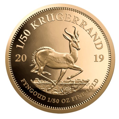 Vorderseite Goldmünze 1/50 Unze Krügerrand 2019 - Polierte Platte, der Hersteller South African Mint