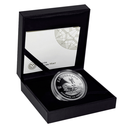 1 Unze Silber Krügerrand 2019 - Polierte Platte von Hersteller South African Mint in Schachtel