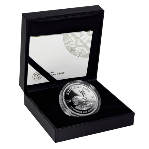 1 Unze Silber Krügerrand 2019 - Polierte Platte von Hersteller South African Mint in Schachtel