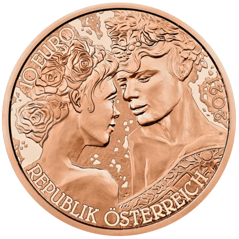 Reverse 15 g copper 10 Euro With the language of flowers rose 2021, from the manufacturer Austrian Mint