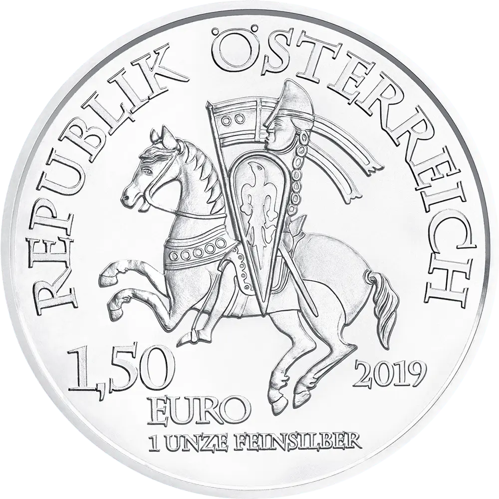 Rückseite der 1 Unze Silber 825 Jahre Münze Wien Leopold V. 2019 von Hersteller Münze Österreich