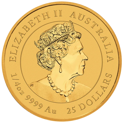 Rückseite Goldmünze 1/4 Unze Lunar III Tiger 2022, der hersteller Perth Mint Australia