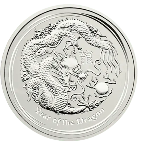Vorderseite der 1 kg Silber Lunar II Drache 2012 von Hersteller Perth Mint Australien Vorderseite der 1 kg Silber Lunar II Drache 2012 von Hersteller Perth Mint Australien
