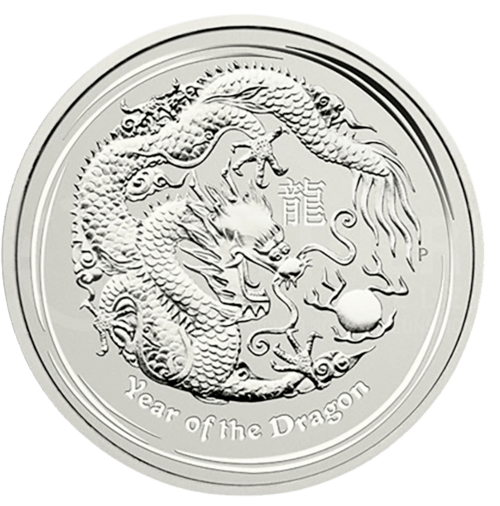 Vorderseite der 1 kg Silber Lunar II Drache 2012 von Hersteller Perth Mint Australien