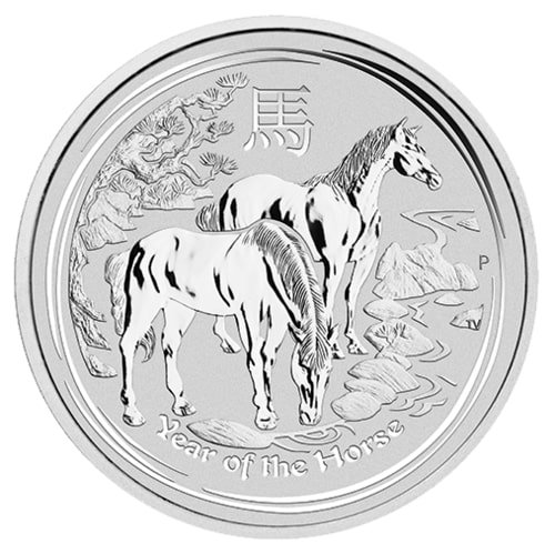 Vorderseite der 1/2 Unze Silber Lunar II Pferd 2014 von Hersteller Perth Mint