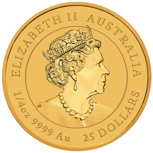 Rückseite Goldmünze 1/4 Unze Lunar III Tiger 2022, der hersteller Perth Mint Australia