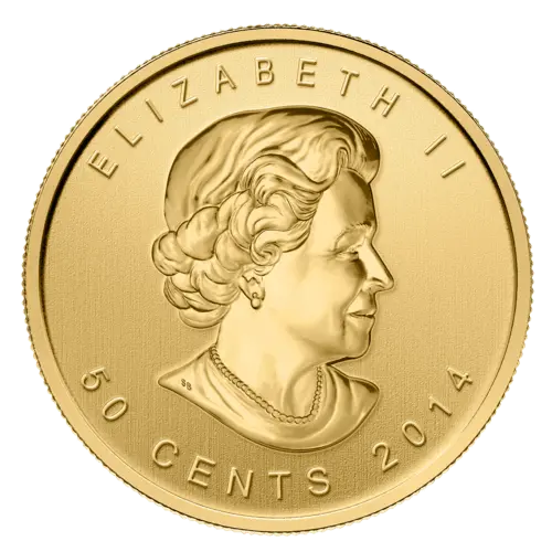 Rückseite Goldmünze 1/25 Unze Maplegram Maple Leaf, der Hersteller Royal Canadian Mint	