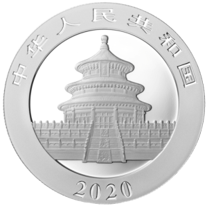 Rückseite der 30 g Silber China Panda von Hersteller China Mint