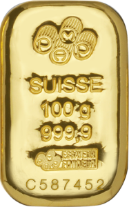 100 g Goldbarren Pamp Suisse gegossen