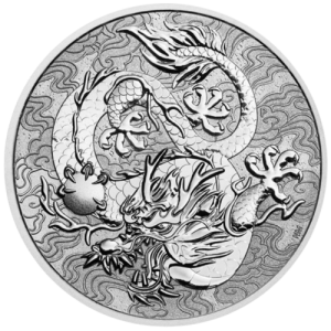 Vorderseite der 1 Unze Silber Chinesische Mythen & Legenden Drache 2021 von Hersteller Perth Mint