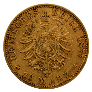 3,58 g Gold 10 Mark Deutsches Kaiserreich Rückseite