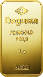 1 g Goldbarren Degussa