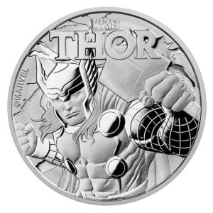 Vorderseite der 1 Unze Silber Marvel Thor 2018 von Hersteller Perth Mint