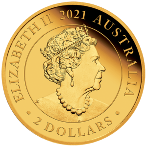 Rückseite Goldmünze 0,5 Gramm Australien Mini Roo 2021, der Hersteller Perth Mint Australia