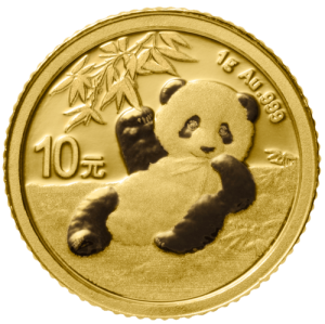 Vorderseite Goldmünze 1 Gramm China Panda 20, der Hersteller China Mint / China Gold Coin Inc./ Shanghai Mint
