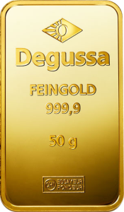 50 g Goldbarren Degussa