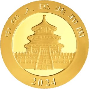 30 gram China Panda Goldmünze 2024 Wertseite