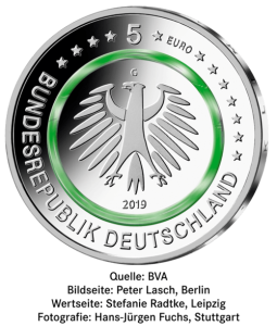 Rückseite der 5 Euro-Sammlermünze 2019 Gemäßigte Zone - Polierte Platte von Münze Deutschland