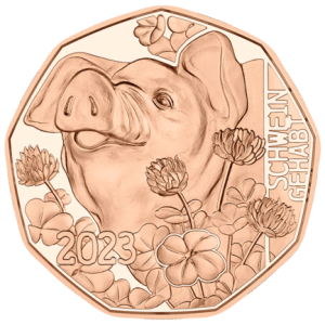 8,9 g Kupfer Neujahrsmünze Schwein gehabt 2023