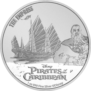 Vorderseite der 1 Unze Silber Disney Fluch der Karibik The Empress 2021 von Hersteller New Zealand Mint