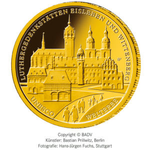 Vorderseite 1/2 oz Gold 100 Euro Deutschland 2017 UNESCO Welterbe - Luthergedenkstätten Eisleben & Wittenberg 