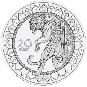 Wert Silber 20 Euro Augen der Kontinente Tiger 2022