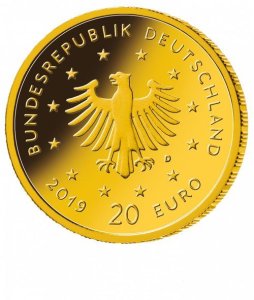 Gold 20 Euro Heimische Vögel Wanderfalke 2019 Rückseite