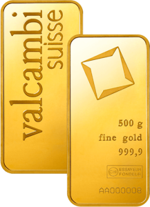 500 g Goldbarren Valcambi geprägt