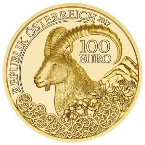 Wertseite Steinbock 100 Euro Gold 2017