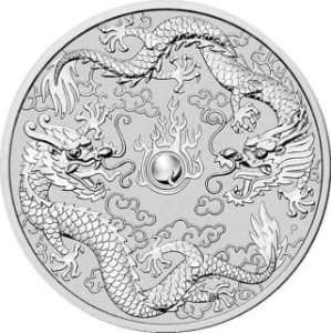 Vorderseite der 1 Unze Silber Australien Dragon & Dragon 2019 von Hersteller Perth Mint