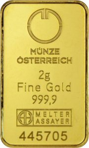 2 g Goldbarren Münze Österreich VS